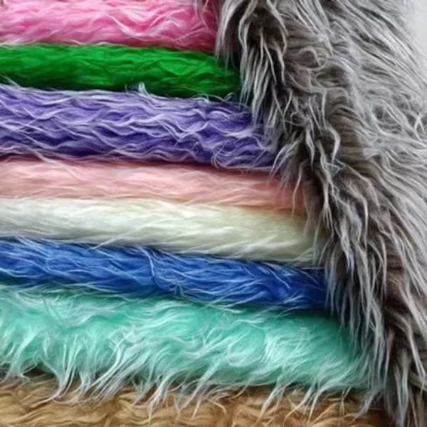 Mongolian Faux Fur Fabric, Long Pile Faux Fur Fabric, Blanket Fabric, Newborn Nest Basket Photo Prop, Cosplay Fur Fabric, By The Half Yard