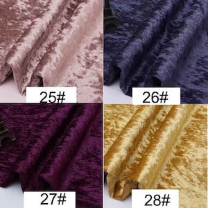 Puede incluir: Cuatro muestras de tela en diferentes colores: rosa, azul, morado y dorado. Cada muestra tiene una textura arrugada y est&aacute; etiquetada con un n&uacute;mero: 25#, 26#, 27# y 28#.