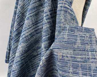 Old Line Jacquard Washed Denim Fabric, Cotton Denim Fabric, Vintage Denim, Texture Sense Clothing Vintage Jeans DIY Fabric, By the Half Yard
