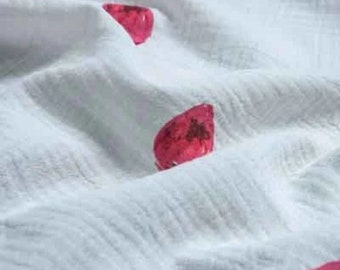 Cotton Double Gauze Fabric, 2 Layers Muslin Fabric, Cotton Muslin Crinkle Fabric, Soft Lightweight Crinkle Gauze Material, By The Half Yard