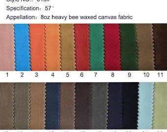 Waxed Canvas Fabric, 8 oz Hand Waxed Cotton Canvas Fabric, Hand Waxed Beeswax fabric, Sold By the half yard