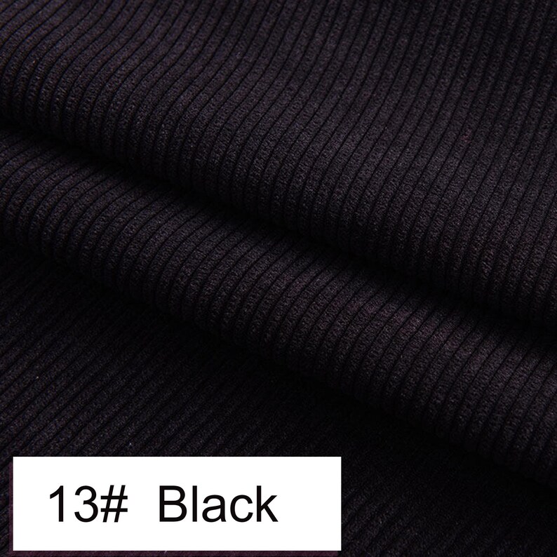 8 Wale Corduroy Fabric, By The Yard, Polyester Cotton Blend Corduroy Fabric, Solid Color Corduroy Fabric, Coat Fabric, Jacket Fabric 13# Black