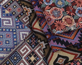 Bohemian Fabric, Ethnic Fabric, Boho Fabric, Jacquard Fabric, Upholstery Fabric, Home Decor Cushion Fabric, Sofa Fabric, By the Half Yard