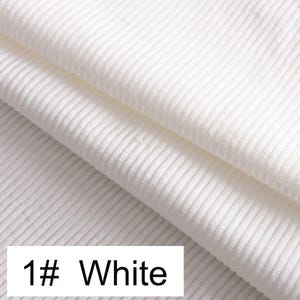 8 Wale Corduroy Fabric, By The Yard, Polyester Cotton Blend Corduroy Fabric, Solid Color Corduroy Fabric, Coat Fabric, Jacket Fabric 1# White