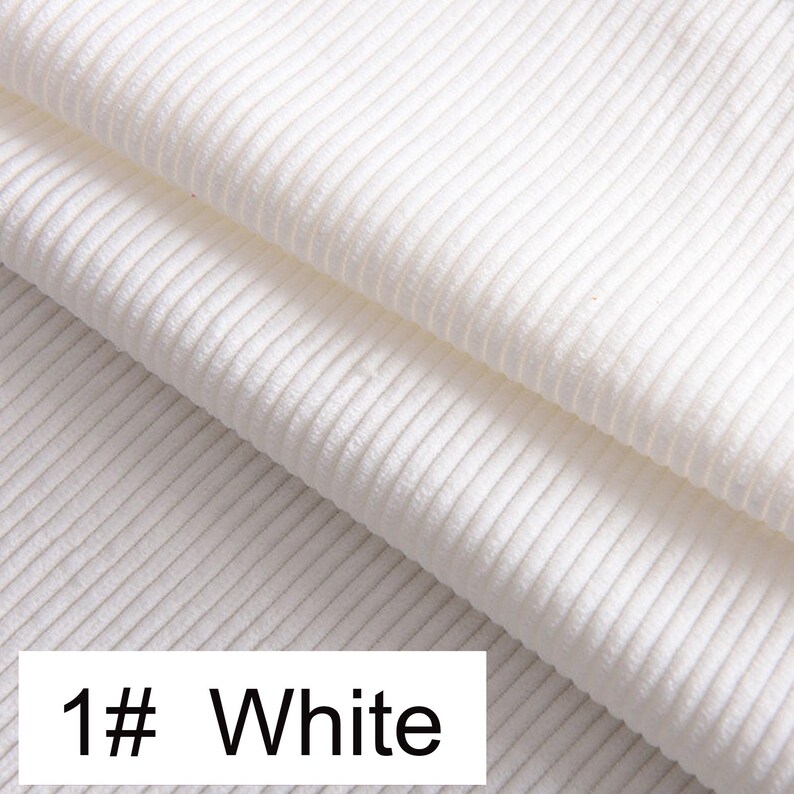 8 Wale Corduroy Fabric, By The Yard, Polyester Cotton Blend Corduroy Fabric, Solid Color Corduroy Fabric, Coat Fabric, Jacket Fabric 1# White