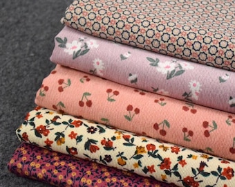 Floral Corduroy, Colorful Flowers Chinlon Polyester Corduroy Fabric, Print Fabric, Dresses Fabric, Home Decoration Fabric, By the Half Yard