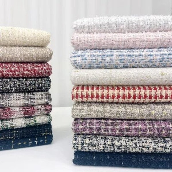 Tweed fabric, Boucle Fabric, Boucle Stoff, Woven Fabric, Fashion Tweed Fabric, DIY Coat Fabric, Dress Fabric, By the Half Yard