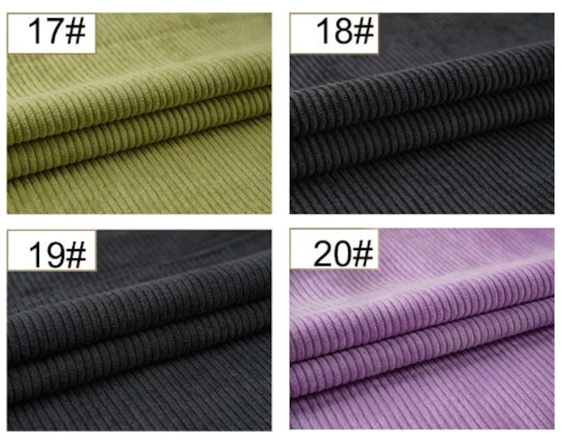 May include: Four fabric swatches in different colors and textures. The swatches are labeled 17#, 18#, 19#, and 20#.