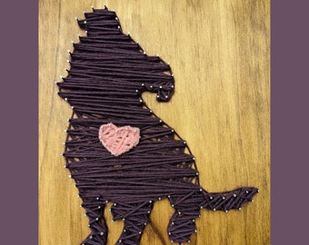 DIGITAL DOWNLOAD : String Art Template Dog with Heart 10.5" tall- print from home on 8.5"x11" paper