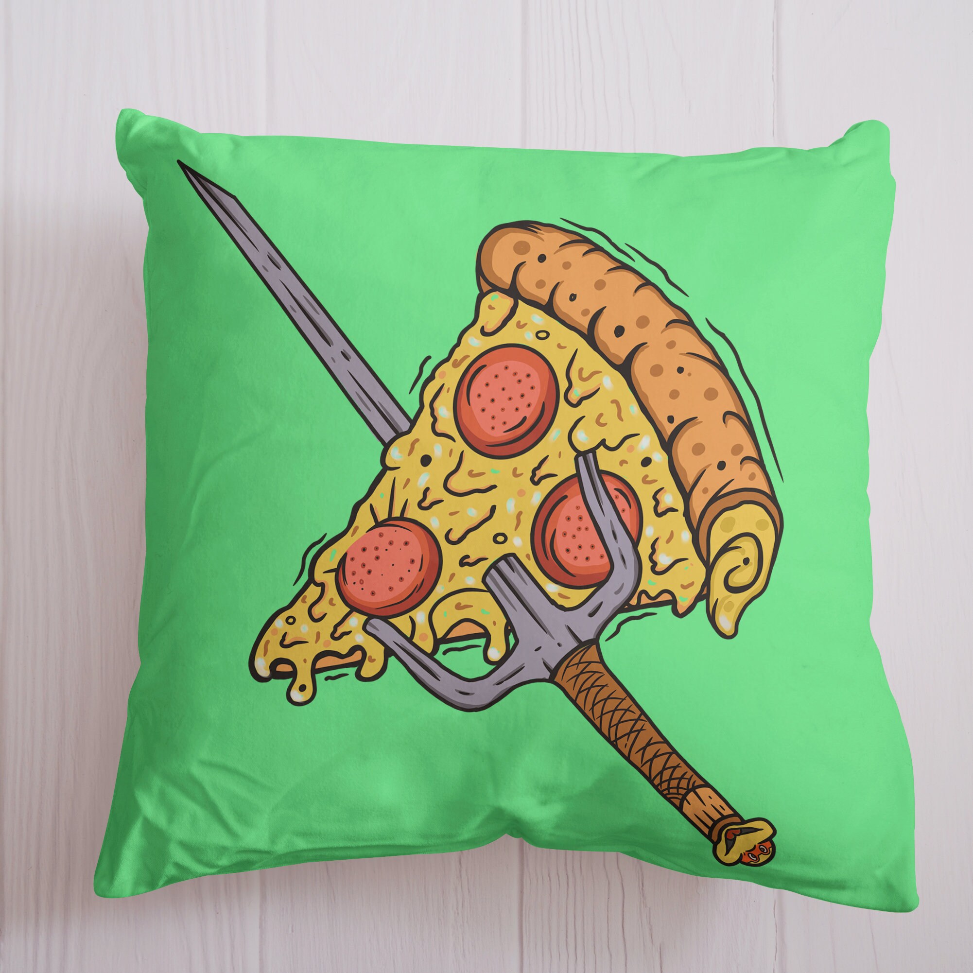 Lootgear Cuddly Pillow Turtles Pizza Throw Pillow Cushion Decorative Pillow Retro Vintage Salami Pepperoni Cheese Ninja Mutant Cheese TMNT Fans