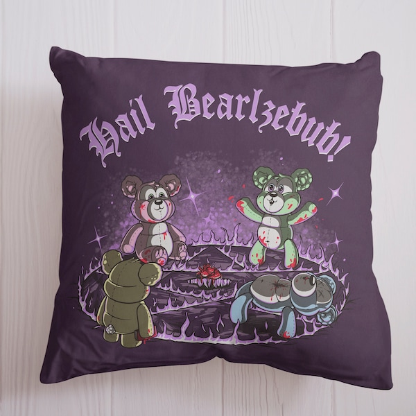 Lootgear Kuschelkissen Satanic Teddy Bears Hail Beelzebub Gothic Cushion Throwpillow Throw Pillow Goth Decoration Horror Deco