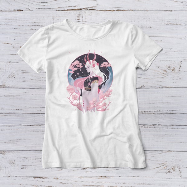 Lootgear T-Shirt Fantasy Fashion Fairy Wonder Forest Magic Forest Magic Fairy Tale Cherry Blossoms Asian Japanese Anime Queen Elves Tree Moon