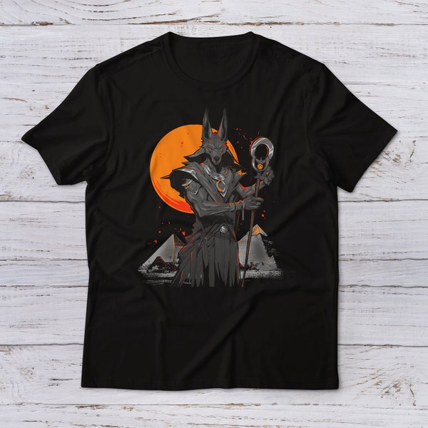 Ägyptische Gottheit Anubis T-Shirt Sonne Pyramiden Gizeh Kairo Schakal Tee Ägypten Pharao Kairo Gott Tod Nil Sagen und Geschichten