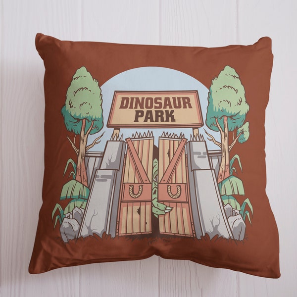 Dinosaur Park Kuschelkissen for Fans of T-Rex Tyrannosaurus Rex Veliciraptor Brachiosaurus Stegosaurus Jurassic Theme Park Kids School Dino