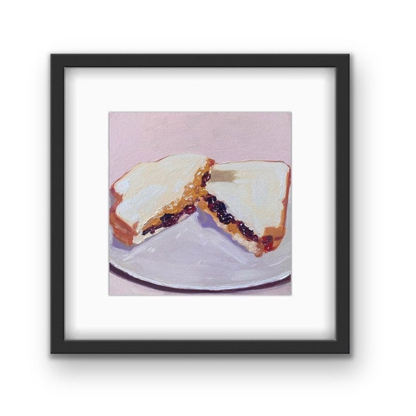 Peanut Butter and Jelly Framed Print With Mat | Cute Peanut Butter Art | PB&J Print | Food Art | Kitchen Art | Black Frame | Gift