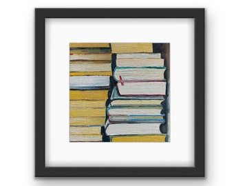 Stack of Books Framed Print With Mat | Book Art | Pile of Books Print | Art for Library | Art for Office | Still Life Art | Gift for Reader