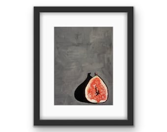 Fig Framed Print With Mat | Fig Art | Fig Fruit Art | Fruit Themed Art | Kitchen Art | Food Art | Black Frame | Gift