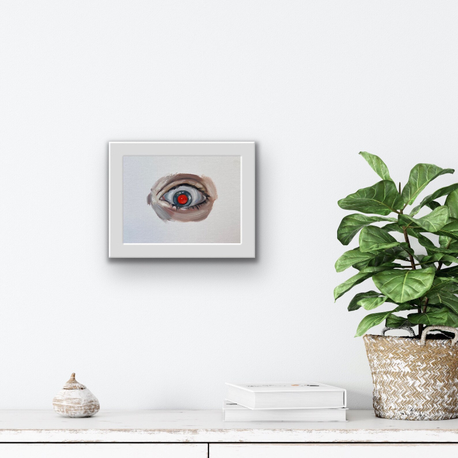 Red Eyeball Oil Painting on Panel Detailed Figurative Art Etsy