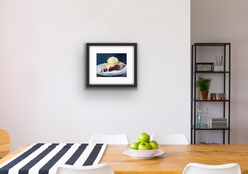 Framed Blueberry Pie Print With Mat Pie Art Dessert Kitchen Print Food Themed Art Kitchen Art Food Art Black Frame Gift image 7