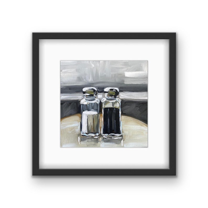 Salt and Pepper Shakers Framed Print With Mat Salt and Pepper Art Food Art Kitchen Art Black Frame Local Chicago Artist Gift image 1