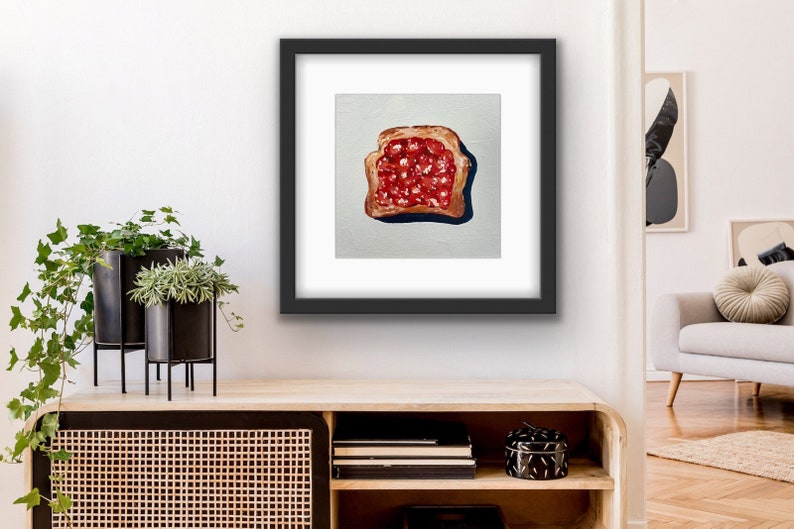 Toast and Jam Framed Print Black Frame with Mat Bread and Jelly Food Print Kitchen Art Local Chicago Artist Gift image 3