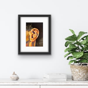 Colorful Ear Study Print Anatomy Study Ear Print With Mat Figurative Art Simple Figurative Print Chicago Artist Gift image 4