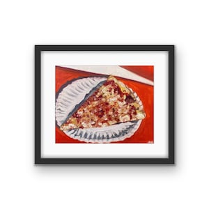 Slice of Cheese Pizza Framed Print with Mat | Cheese Pizza Art | Pizza Print | New York Style Pizza | NY Slice | Kitchen Art | Gift