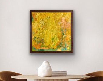 Textured Original Oil Painting on Canvas | Warm Yellow Palette | Framed Abstract Painting | Colorful Floral Art | Local Chicago Artist