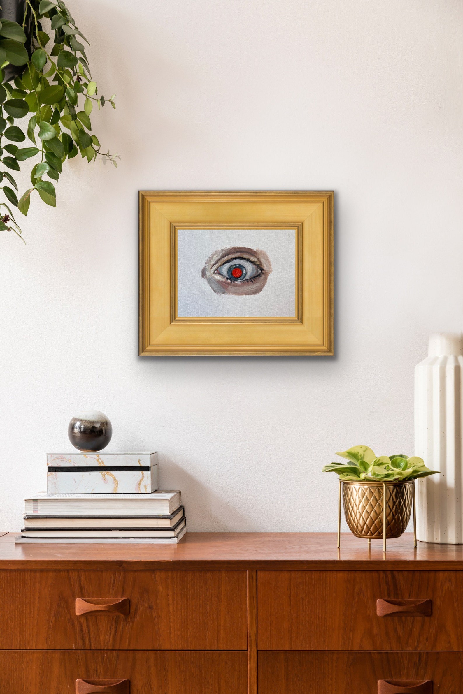 Red Eyeball Oil Painting on Panel Detailed Figurative Art Etsy