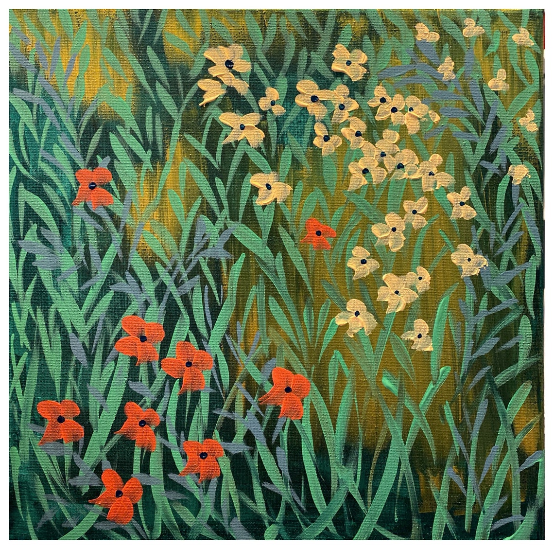 In The Tall Grass Acrylic Painting on Stretched Canvas Wall Etsy