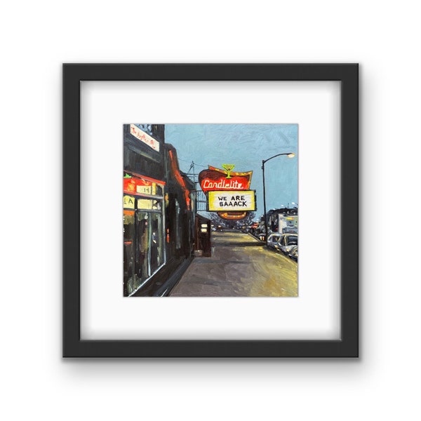 Candlelite Chicago Framed Print | Chicago Souvenir | Chicago Sign Print | Chicago Themed | Rogers Park Chicago | Gift | Chicago Artist