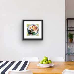 Ramen Bowl Framed Print Black Frame with Mat Colorful Asian Food Print Kitchen Art Local Chicago Artist Gift image 3