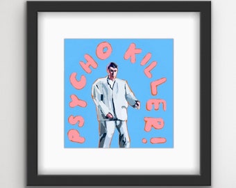 David Byrne Psycho Killer Framed Print with Mat | Talking Heads Decor | Big Suit | 70s/80s Music | Band Fan Art | Gift
