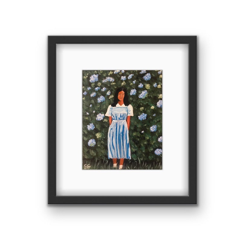 Girl by Flowers Framed Print Girls Room Art Floral Art Kids Room Art Kids Birthday Gift Idea Chicago Artist image 2