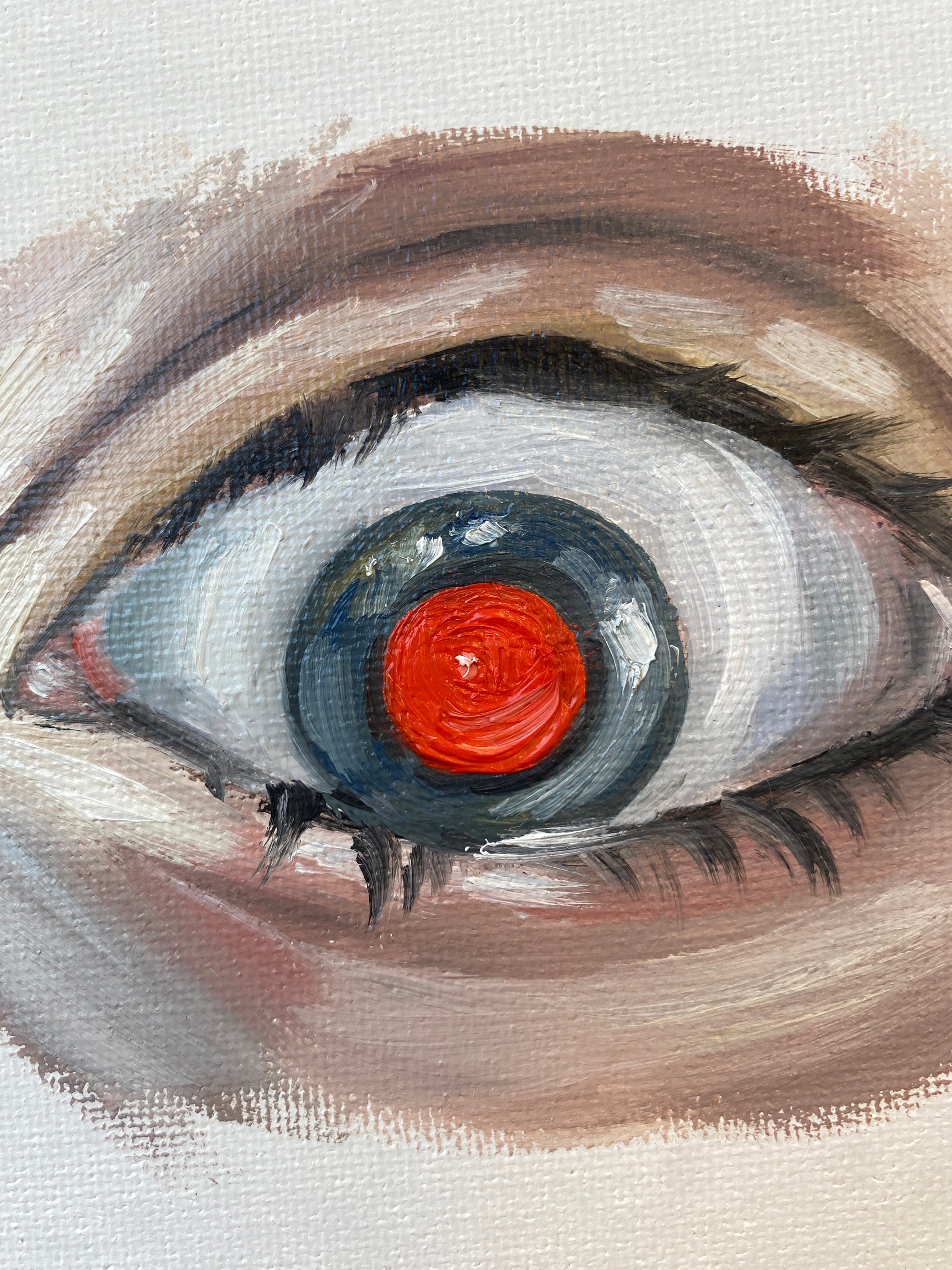 Red Eyeball Oil Painting on Panel Detailed Figurative Art Etsy