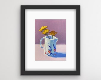 Yellow Yarrow in Vase Print | Framed Art | Yellow Yarrow Print | Wildflower Art | Wall Art | Floral Art | Local Chicago Artist | Gift