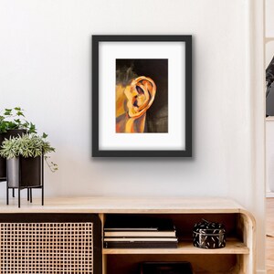 Colorful Ear Study Print Anatomy Study Ear Print With Mat Figurative Art Simple Figurative Print Chicago Artist Gift image 5