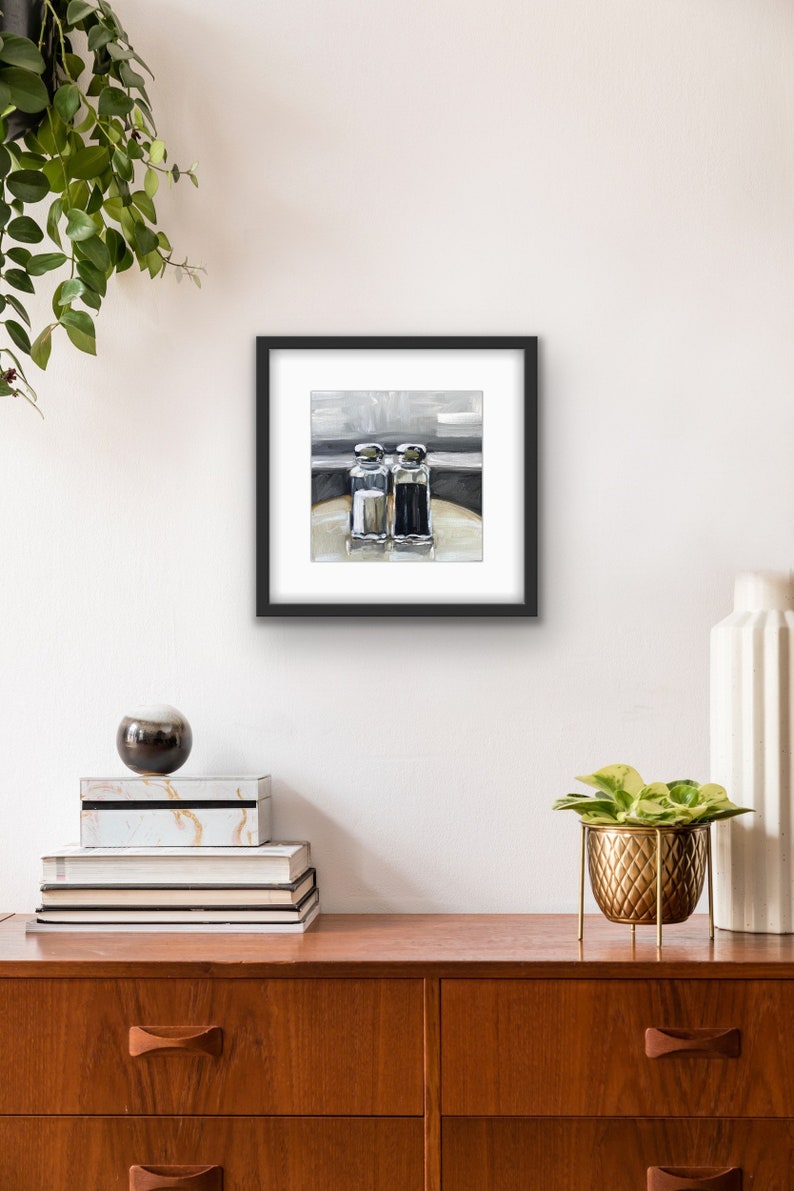 Salt and Pepper Shakers Framed Print With Mat Salt and Pepper Art Food Art Kitchen Art Black Frame Local Chicago Artist Gift image 6