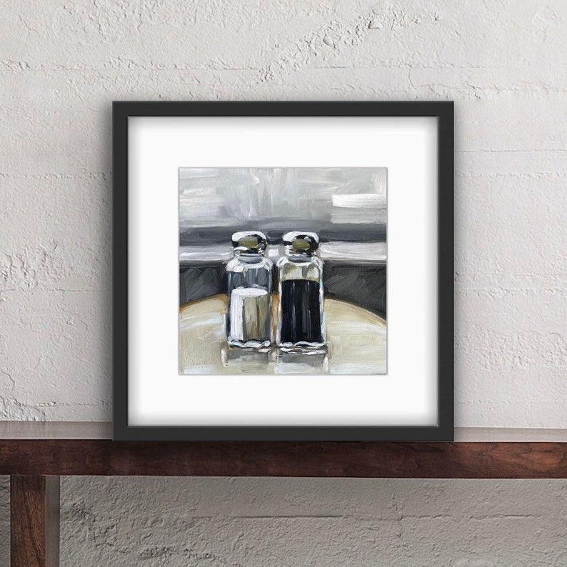 Salt and Pepper Shakers Framed Print With Mat Salt and Pepper Art Food Art Kitchen Art Black Frame Local Chicago Artist Gift image 2