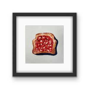 Toast and Jam Framed Print Black Frame with Mat Bread and Jelly Food Print Kitchen Art Local Chicago Artist Gift image 1