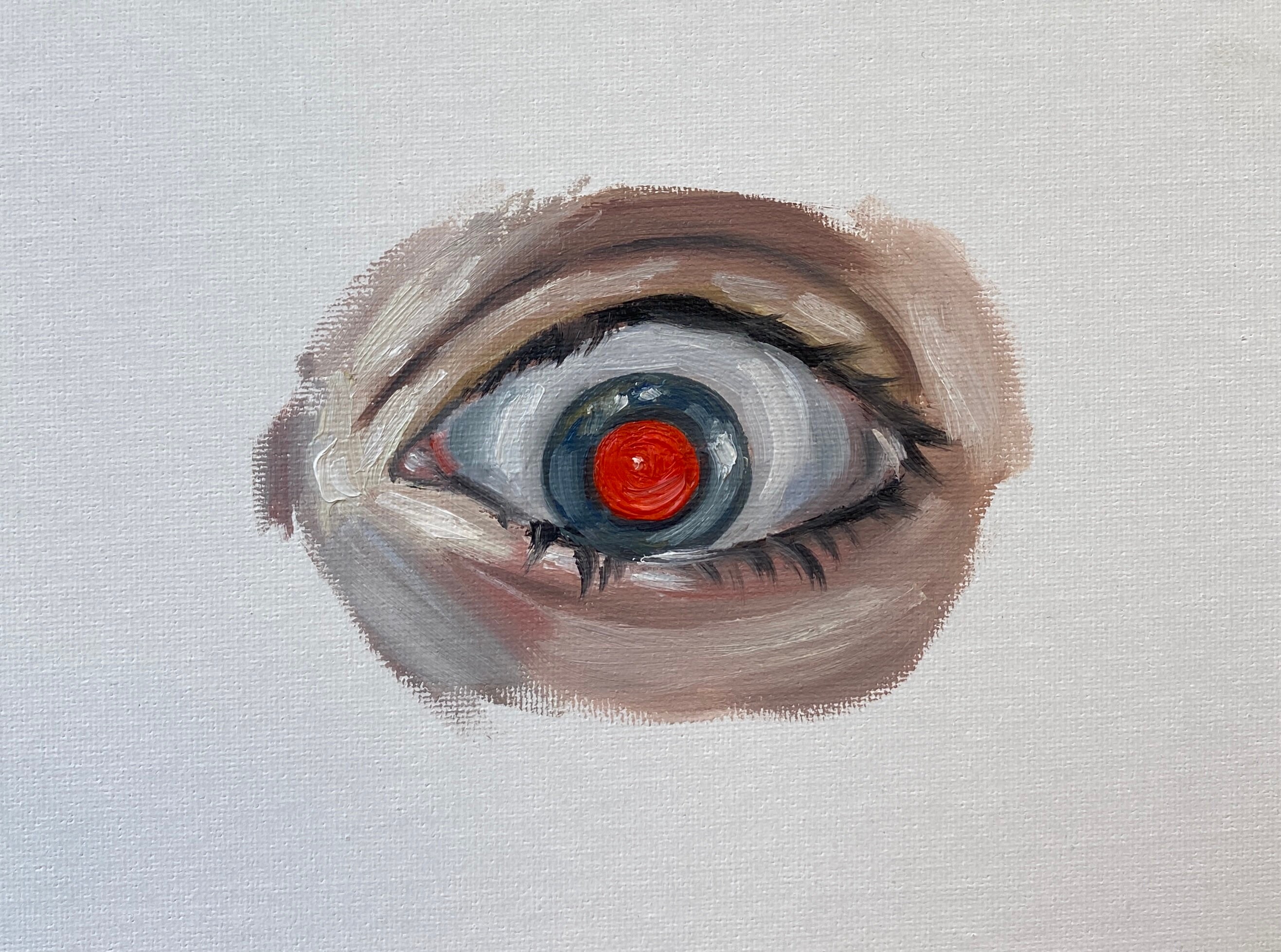 Red Eyeball Oil Painting on Panel Detailed Figurative Art Etsy