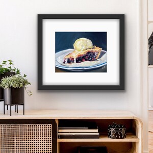 Framed Blueberry Pie Print With Mat Pie Art Dessert Kitchen Print Food Themed Art Kitchen Art Food Art Black Frame Gift image 4