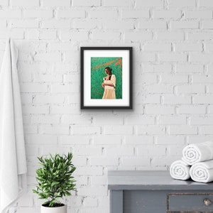 Female Portrait Print Framed Woman Portrait Print With Mat Woman in Green Field Figurative Print Colorful Portait Chicago Artist image 6