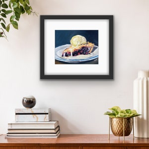 Framed Blueberry Pie Print With Mat Pie Art Dessert Kitchen Print Food Themed Art Kitchen Art Food Art Black Frame Gift image 3