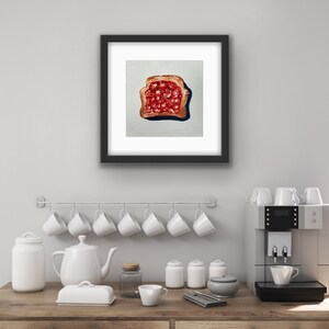 Toast and Jam Framed Print Black Frame with Mat Bread and Jelly Food Print Kitchen Art Local Chicago Artist Gift image 2