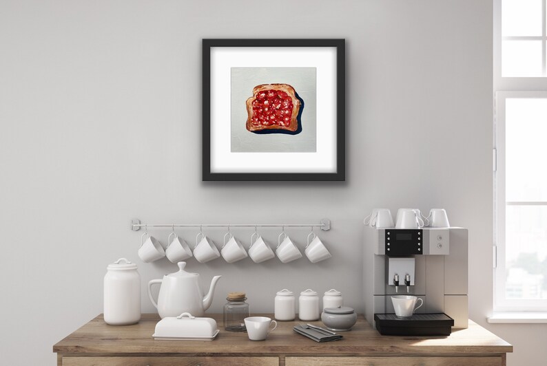 Toast and Jam Framed Print Black Frame with Mat Bread and Jelly Food Print Kitchen Art Local Chicago Artist Gift image 2
