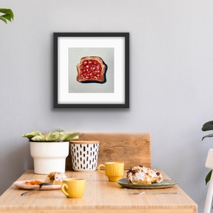 Toast and Jam Framed Print Black Frame with Mat Bread and Jelly Food Print Kitchen Art Local Chicago Artist Gift image 4