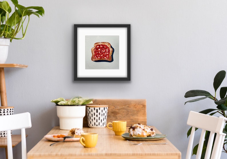 Toast and Jam Framed Print Black Frame with Mat Bread and Jelly Food Print Kitchen Art Local Chicago Artist Gift image 4