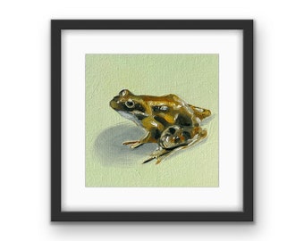 Frog Framed Print With Mat | Frog Art | Toad Print | Animal Art | Green Frog Art | Chicago Artist | Gift