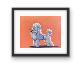 White Poodle Framed Print With Mat | Poodle Art | White Poodle Print | Cute Dog Art | Dog Print | Local Chicago Artist | Gift